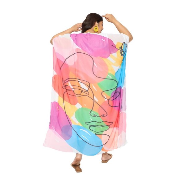 Gypsie Blu Women Georgette Kaftan Dress Long Kimono Maxi Dresses for Casual Wear - Picture 5 of 8